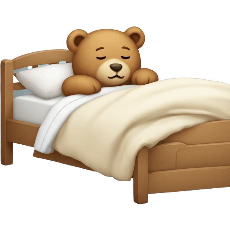 Cute teddy bear sleeping in a bed emoji