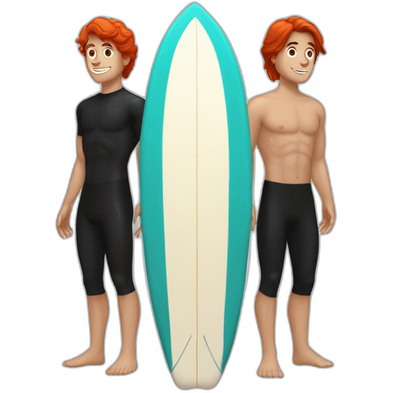 3 guys surfing, one red head, one brown hair, one black hair emoji