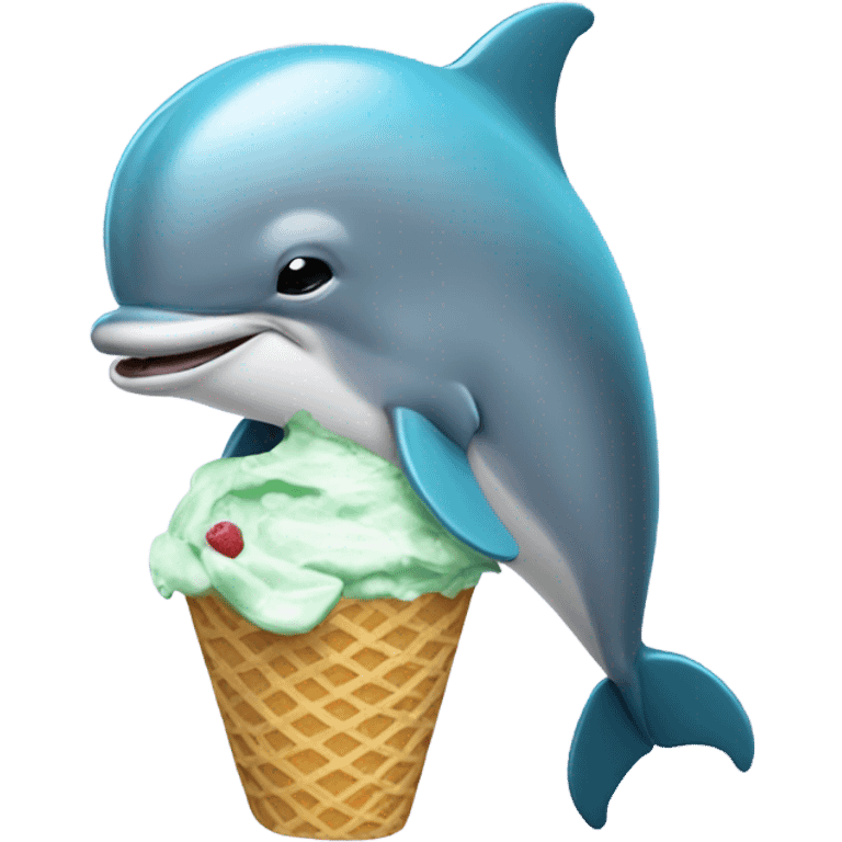 Dolphin eating ice cream emoji