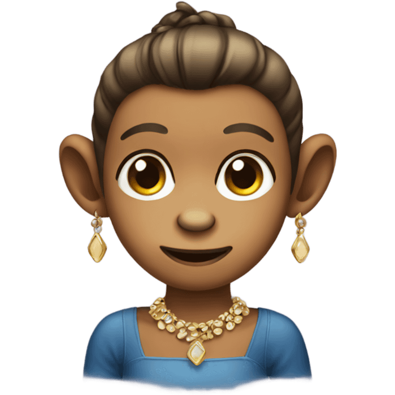 a monkey with earrings and a dress emoji