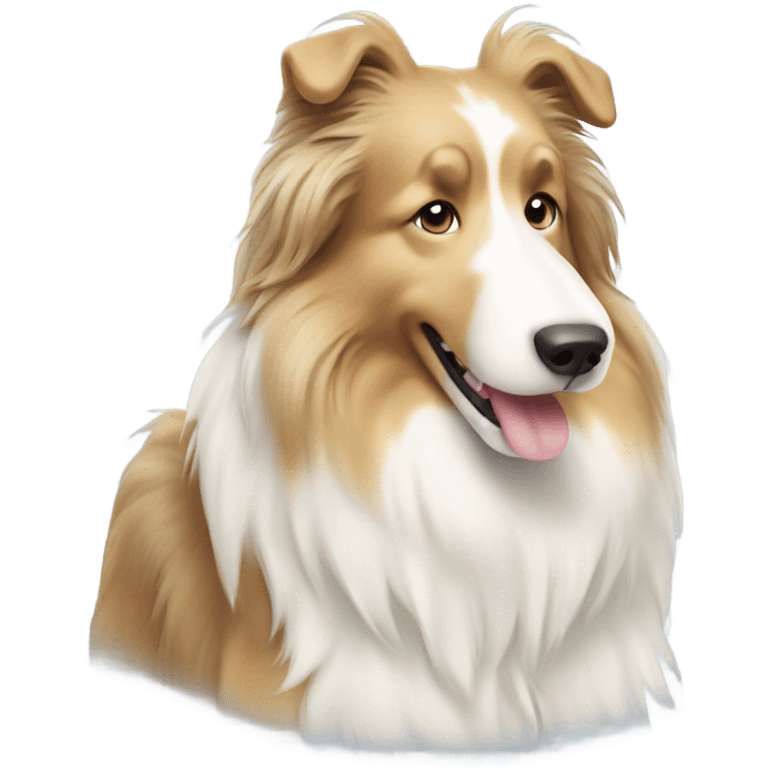 Fluffy big collie dog white and cream emoji