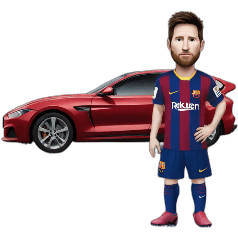 Messi with car emoji