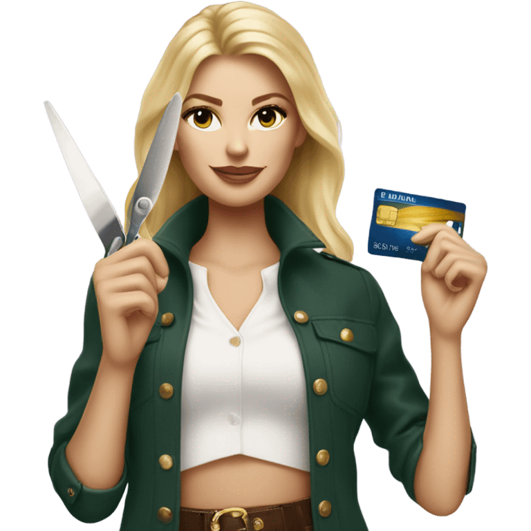 Blonde Ralph lauren women cutting credit card in half  emoji