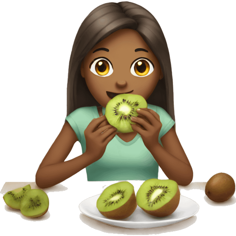 Girl eating kiwi emoji