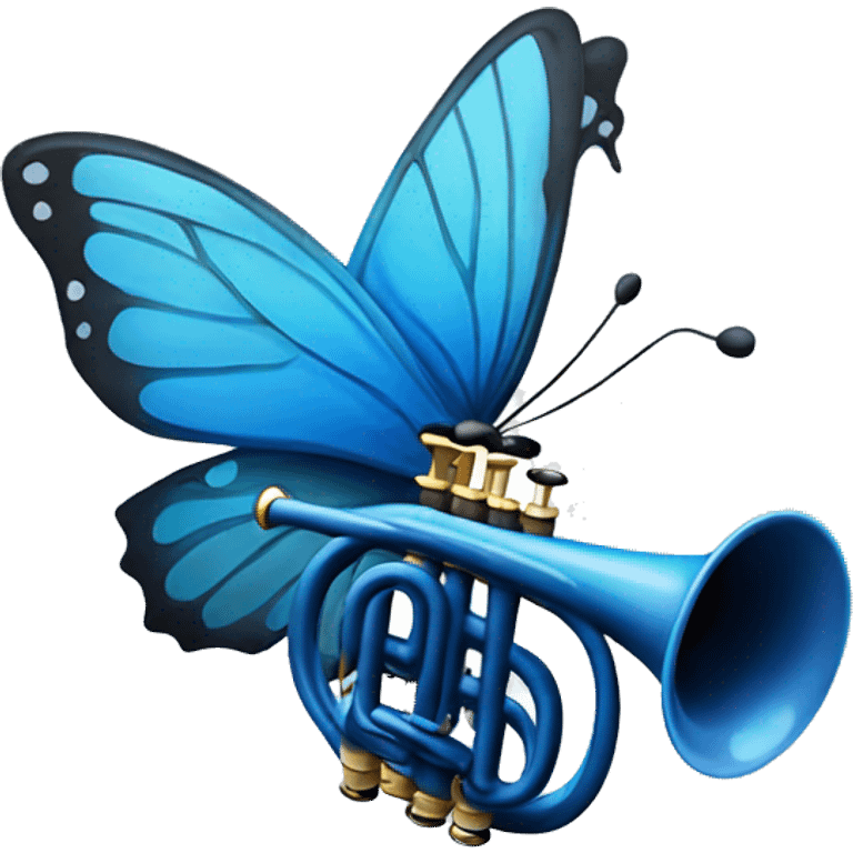 Blue butterfly playing the trumpet  emoji