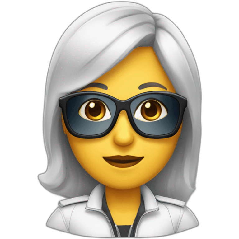 Mujer castaña con gafas de sol piloto Airbus emoji