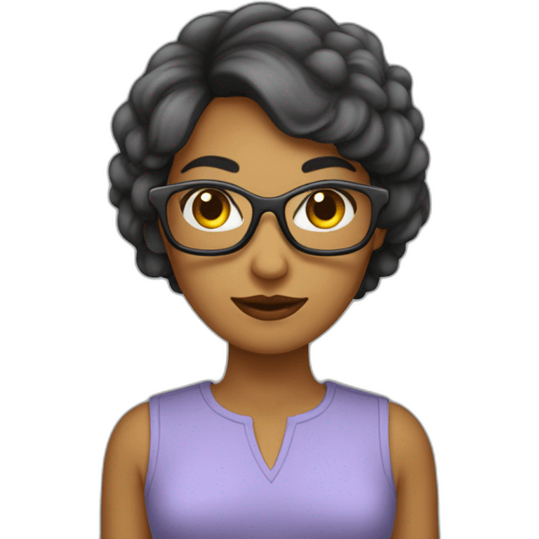 Femme au cheveux coupe au carré, avec lunettes carré emoji