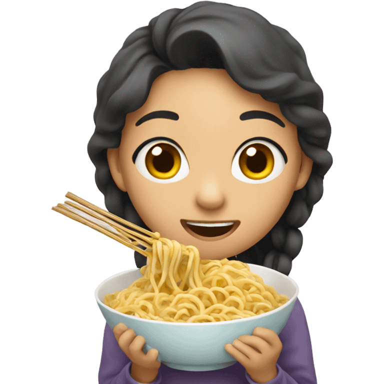 girl eating noodles emoji