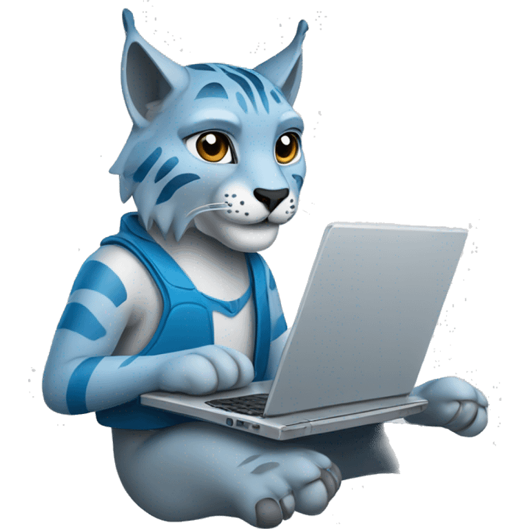 A blue lynx with a laptop emoji