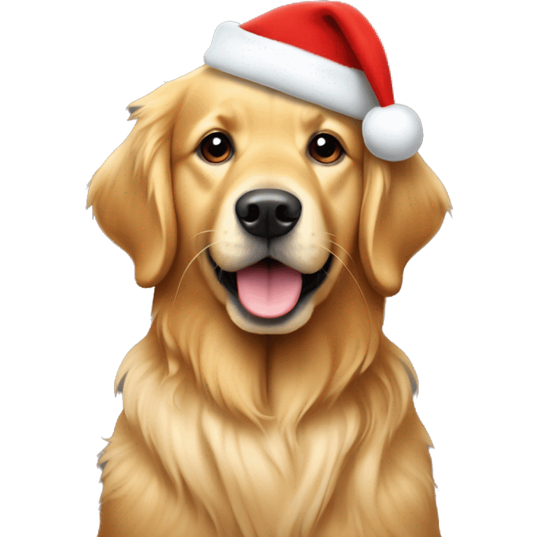 Golden retriever wearing a Christmas hat ￼ emoji