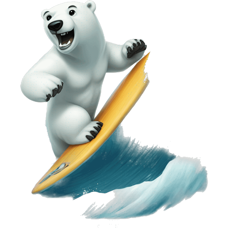 polar bear surfing in ocean emoji