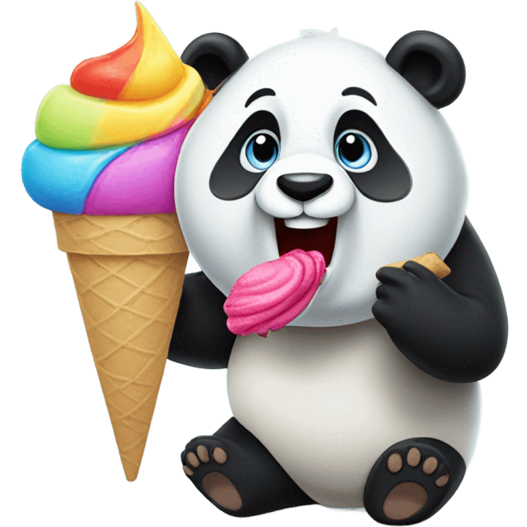 Panda eating ice cream emoji