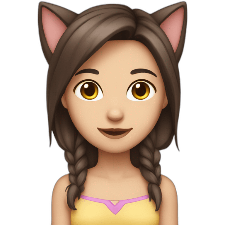 Cat girl (Caucasian with dark brown hair) cat ears emoji