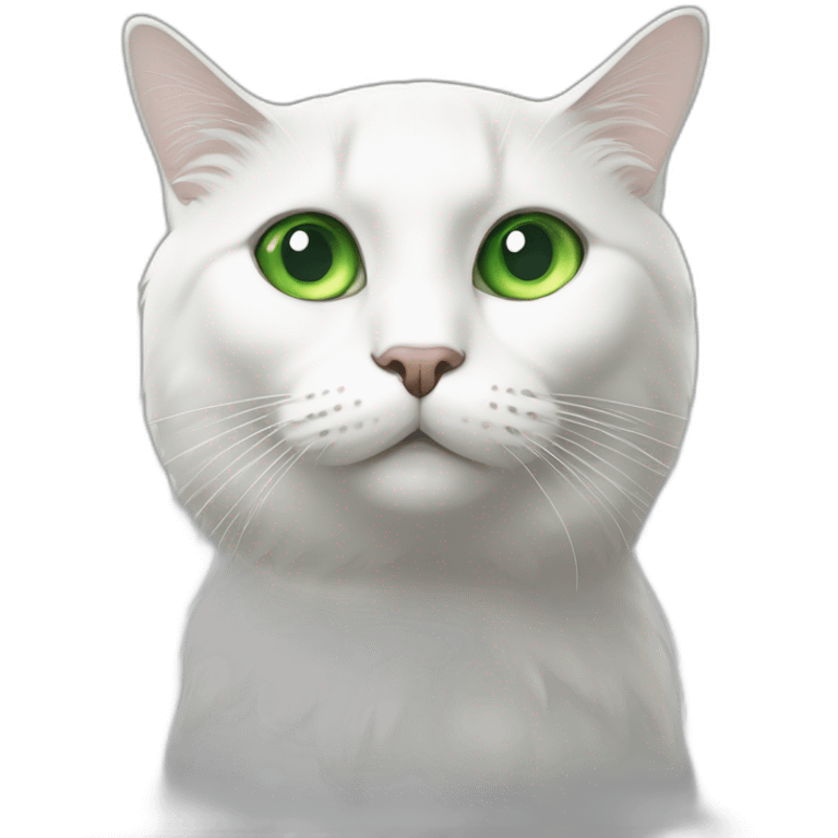 Chat poil long noir et blanc yeux vert emoji