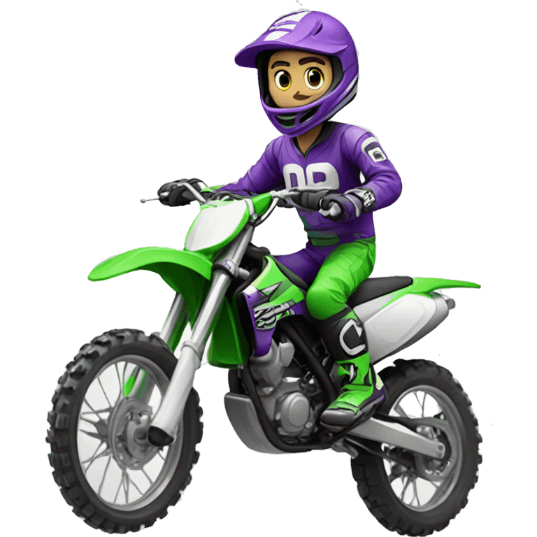 Motocross dude in green and purple emoji