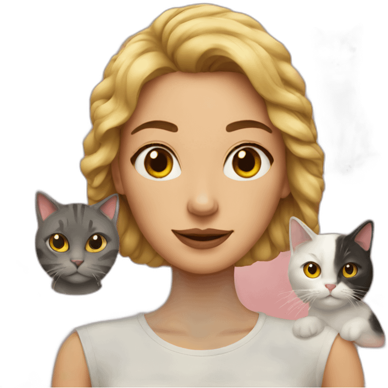 woman plus three cats emoji