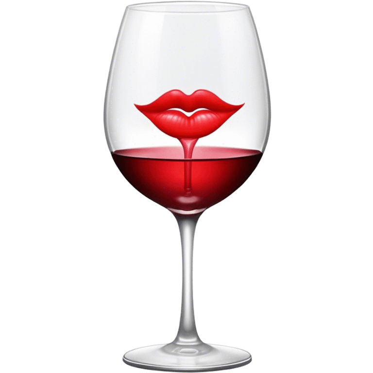 wine glass with kiss print emoji