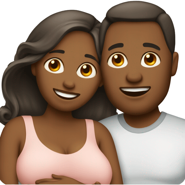 A pregnant woman with her husband  emoji