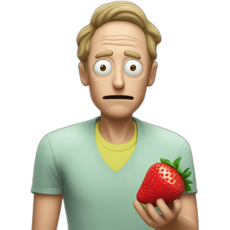 morty from rick and morty eating a strawberry lemon gelato emoji