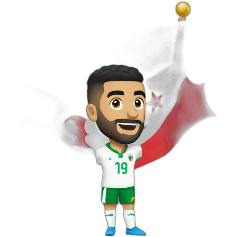 Mahrez qui porte le drapeau de l'Algérie emoji