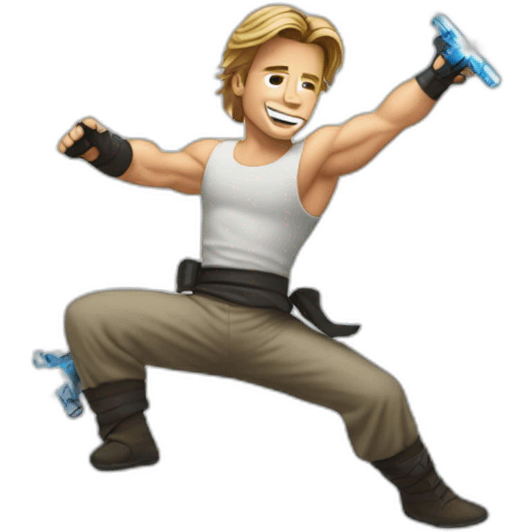 Brad pitt jumping with large lightsaber emoji