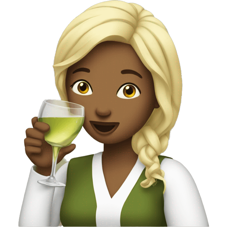 A women drinking vine  emoji