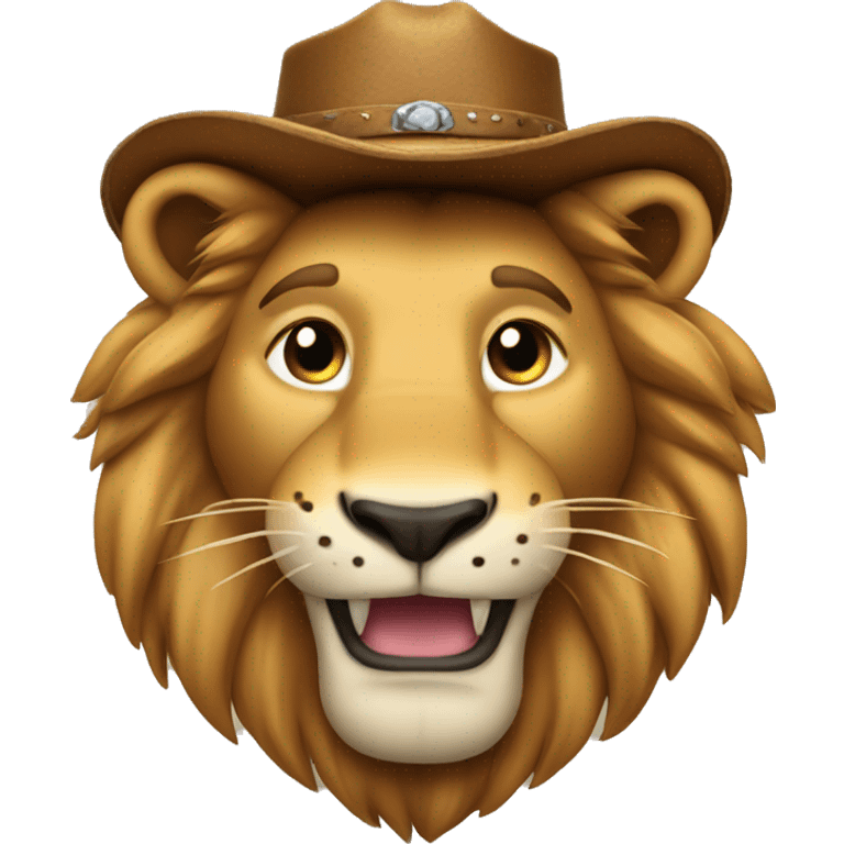 Lion with a cowboy hat blinking and giving a thumbs up  emoji