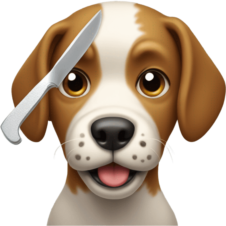 A dog carrying a knife emoji