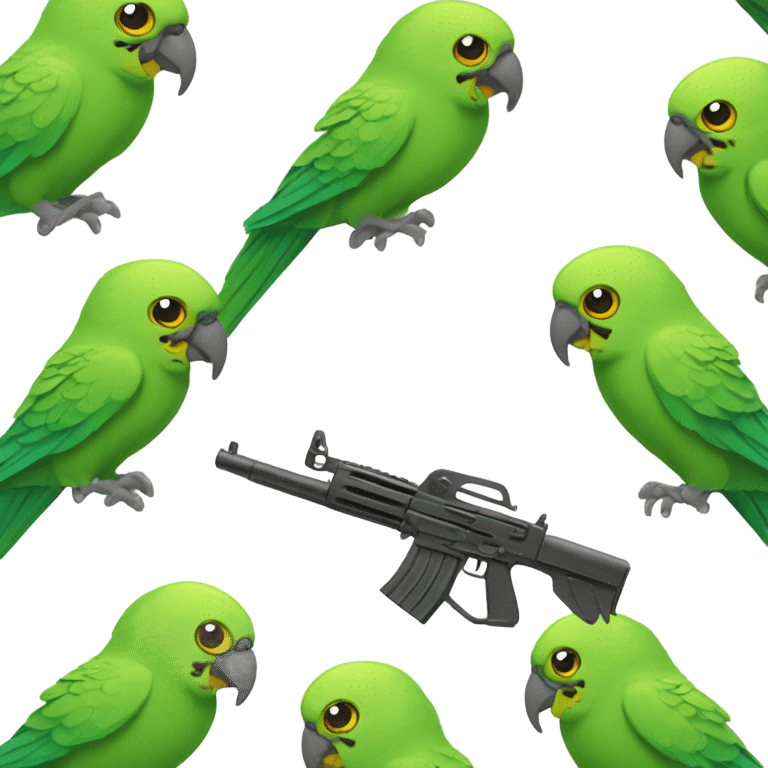 Parakeet holding two machine guns emoji