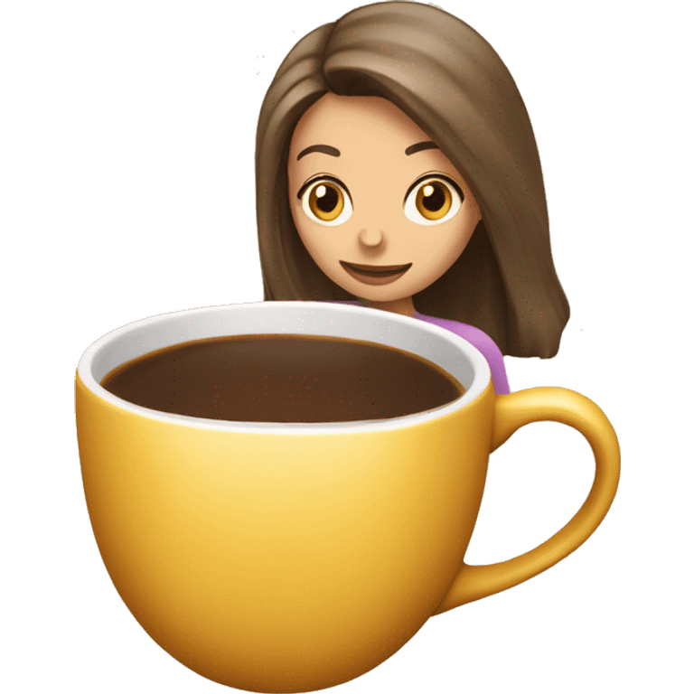 girl head into coffee cup emoji