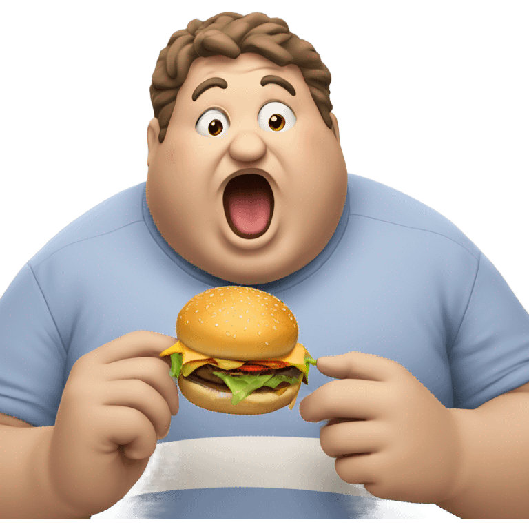 Fat man eating burger emoji