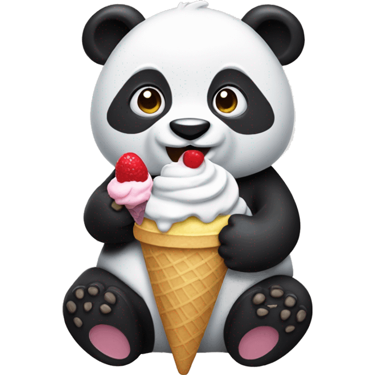 Panda eating ice cream emoji