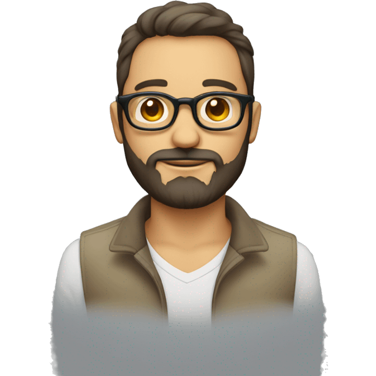 hombre con barba pelo largo y coleta y gafas de vision  emoji