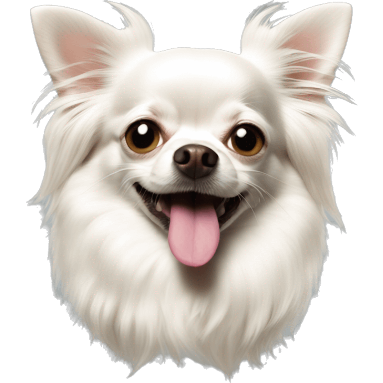 White long haired chihuahua tongue out emoji