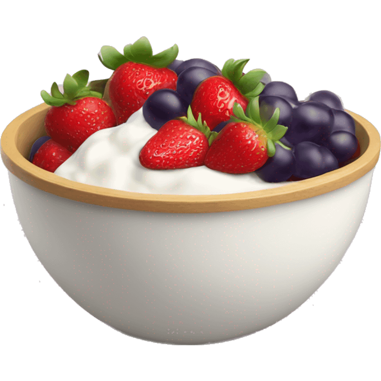 fruit yogurt bowl with strawberries and grapes emoji