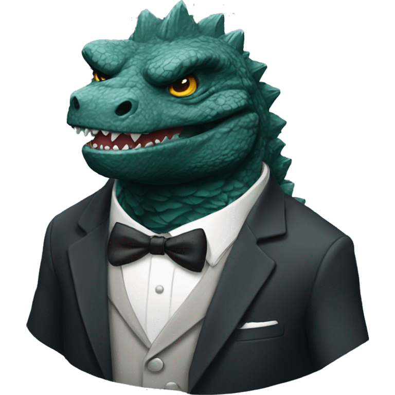 Godzilla dressed as a groom emoji