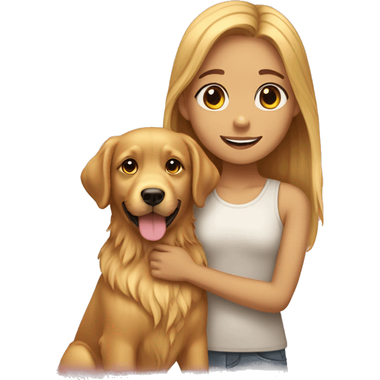 a girl that pet a golden retriever  emoji