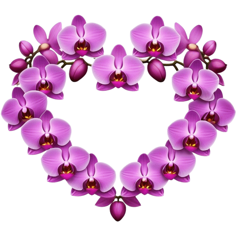 Ring of assorted orchids shaped into a heart emoji