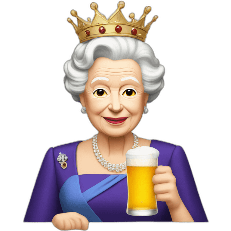 Queen Elizabeth II drink beer emoji