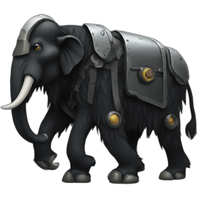 black mammoth bot walking few steps emoji