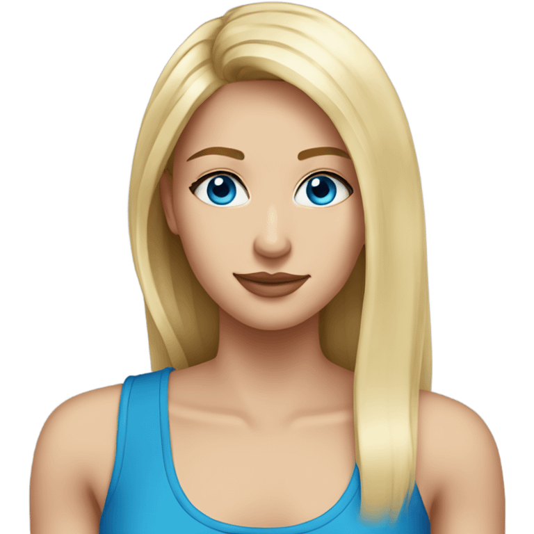 beautiful woman, long straight blonde hair, blue eyes, tank top  emoji