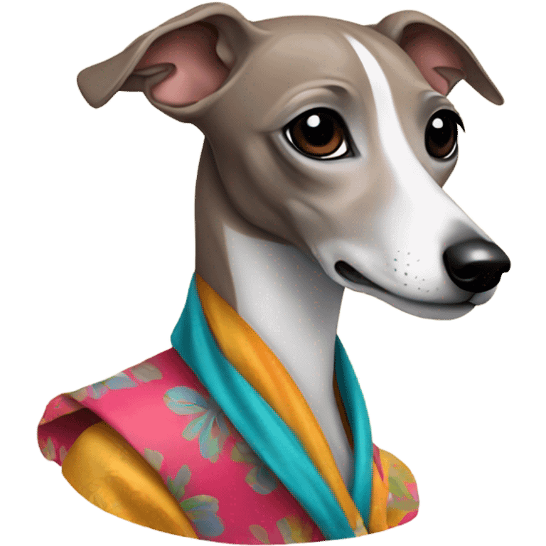 Italian greyhound wearing a dress emoji