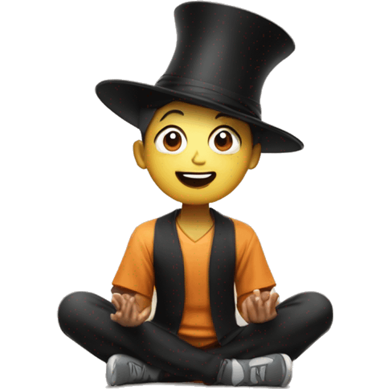 A happy kid meditating with a magician hat emoji