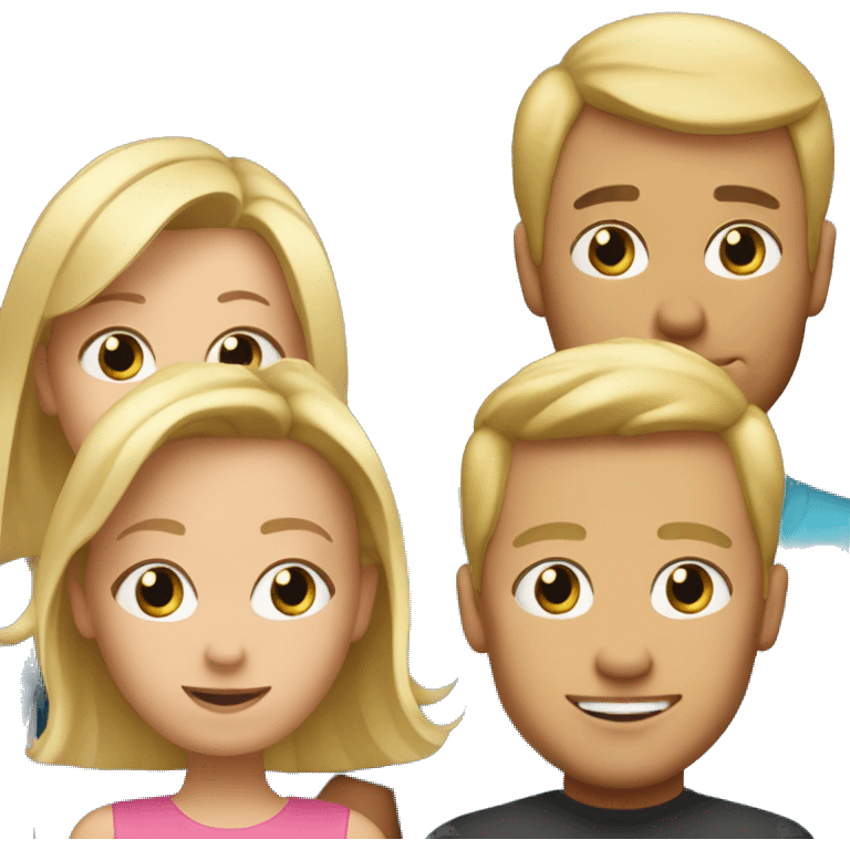 blonde haired mom, blac-aired dad, 2 kids emoji