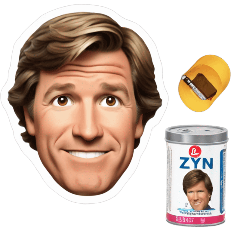 tucker carlson with zyn nicotine pouch tin emoji