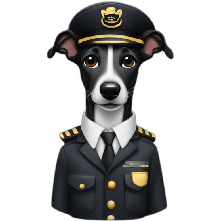 fully black whippet dressed as pilot emoji