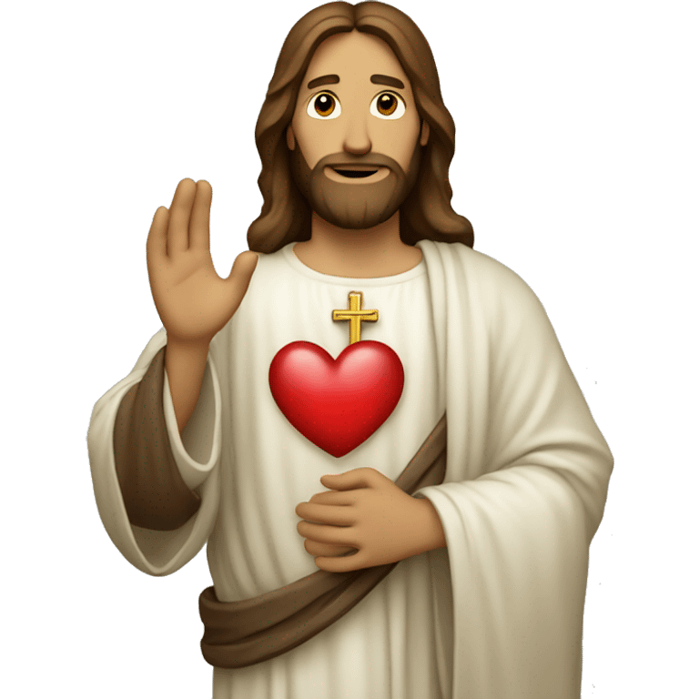 Jesus holding a heart emoji