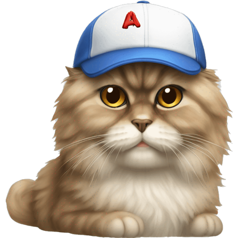 A persian cat in a baseball hat emoji