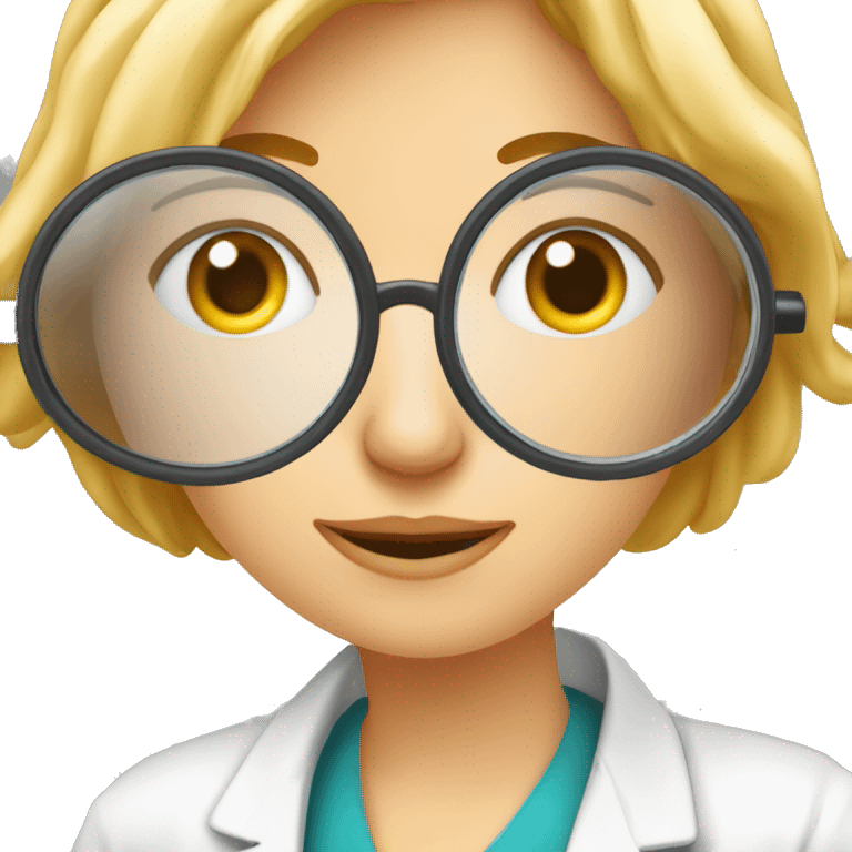 Dessine moi une image d'un docteur femme en train de regarder dans une loupe emoji