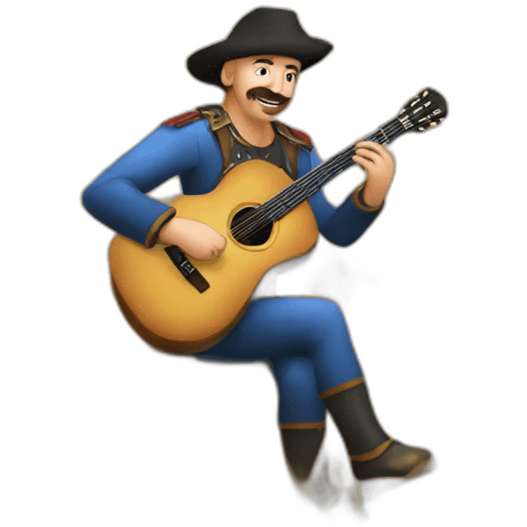 a Cossack with a guitar in a field with wheat emoji